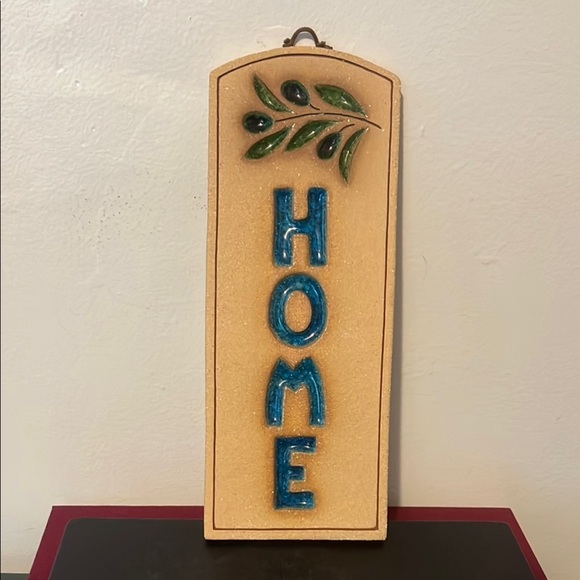 Stoneware HOME with Olive Branch Handmade Indoor / Outdoor Wall Plaque Greece - Picture 1 of 5